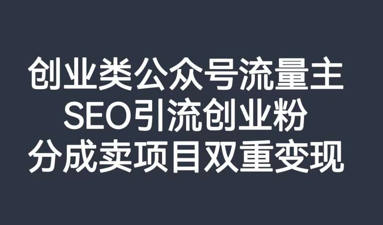 创业类公众号流量主，SEO引流创业粉，分成卖项目双重变现【揭秘】副业基地_极客搞钱_中创网_福缘网_冒泡网_资源整合平台副业基地