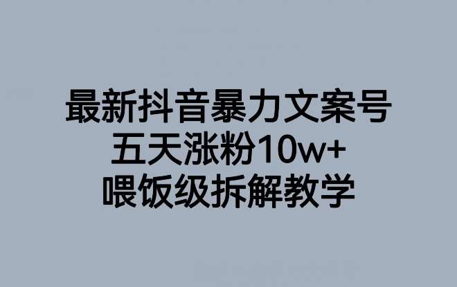 最新抖音暴力文案号，五天涨粉10w+，喂饭级拆解教学副业基地_极客搞钱_中创网_福缘网_冒泡网_资源整合平台副业基地