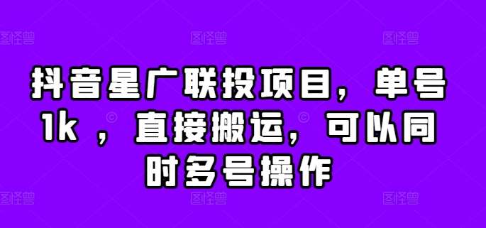 抖音星广联投项目，单号1k ，直接搬运，可以同时多号操作【揭秘】副业基地_极客搞钱_中创网_福缘网_冒泡网_资源整合平台副业基地