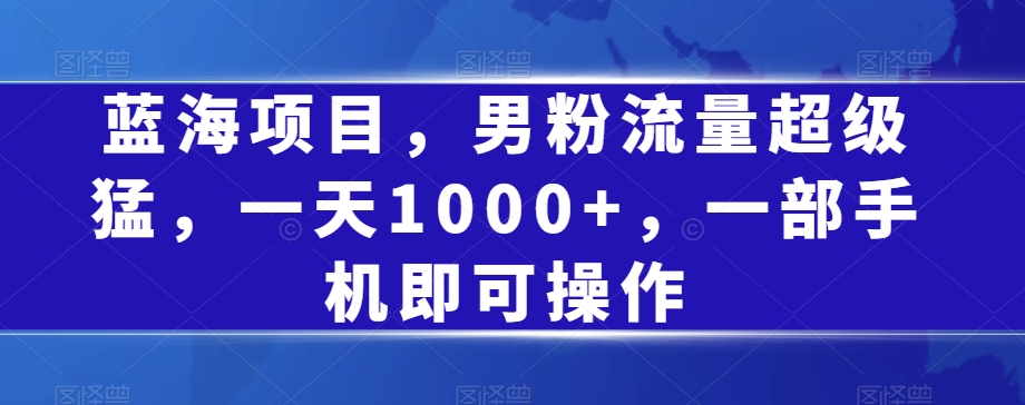 蓝海项目，男粉流量超级猛，一天1000+，一部手机即可操作【揭秘】副业基地_极客搞钱_中创网_福缘网_冒泡网_资源整合平台副业基地