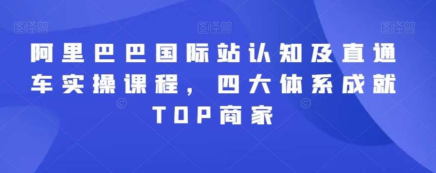 阿里巴巴国际站认知及直通车实操课程，四大体系成就TOP商家副业基地_极客搞钱_中创网_福缘网_冒泡网_资源整合平台副业基地