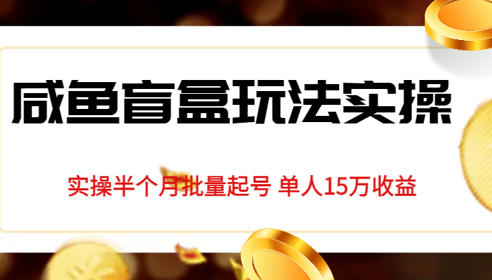 独家首发咸鱼盲盒玩法实操，半个月批量起号单人15万收益揭秘副业基地_极客搞钱_中创网_福缘网_冒泡网_资源整合平台副业基地
