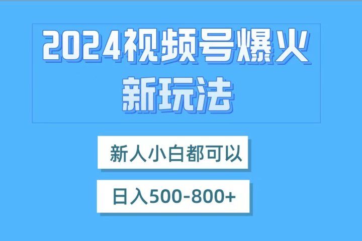 视频号爆火新玩法，新人小白都可以，日入500-800副业基地_极客搞钱_中创网_福缘网_冒泡网_资源整合平台副业基地