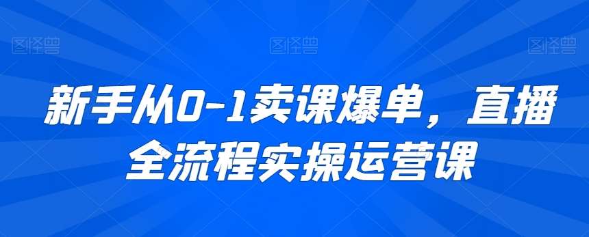 新手从0-1卖课爆单，直播全流程实操运营课副业基地_极客搞钱_中创网_福缘网_冒泡网_资源整合平台副业基地
