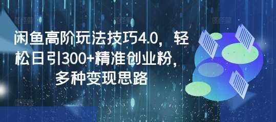 闲鱼高阶玩法技巧4.0，轻松日引300+精准创业粉，多种变现思路副业基地_极客搞钱_中创网_福缘网_冒泡网_资源整合平台副业基地