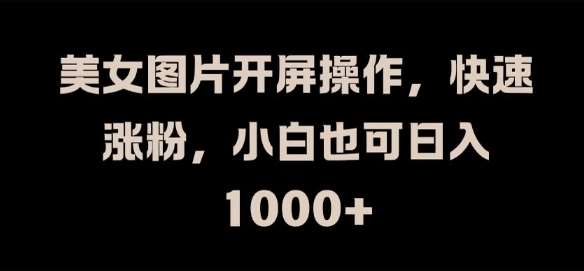 美女图片开屏操作，快速涨粉，小白也可日入1k【揭秘】副业基地_极客搞钱_中创网_福缘网_冒泡网_资源整合平台副业基地