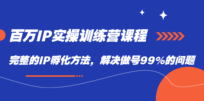 百万IP实战训练营课程，完整的IP孵化方法，解决做号99%的问题副业基地_极客搞钱_中创网_福缘网_冒泡网_资源整合平台副业基地