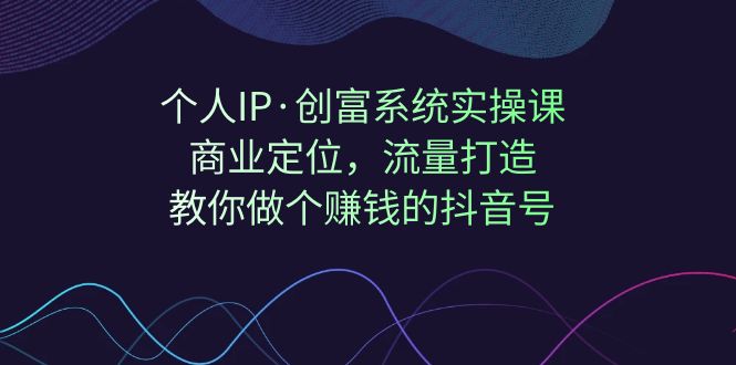个人IP·创富系统实操课：商业定位，流量打造，教你做个赚钱的抖音号副业基地_极客搞钱_中创网_福缘网_冒泡网_资源整合平台副业基地