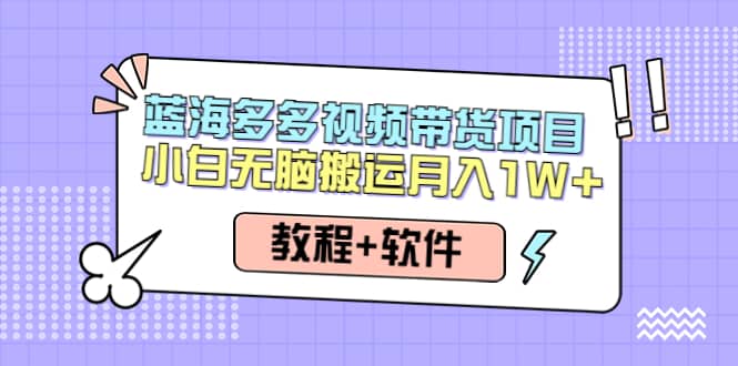 人人都能操作的蓝海多多视频带货项目 小白无脑搬运（教程+软件）副业基地_极客搞钱_中创网_福缘网_冒泡网_资源整合平台副业基地