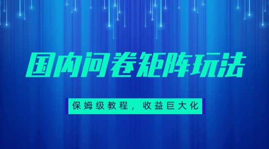 保姆级教程，国内问卷矩阵玩法，轻松赚收益副业基地_极客搞钱_中创网_福缘网_冒泡网_资源整合平台副业基地
