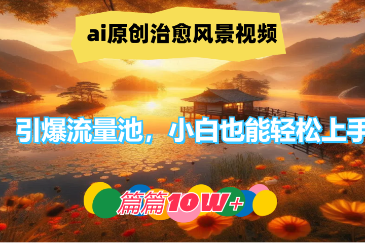 ai原创治愈风景视频，引爆流量池，小白也能轻松上手，篇篇10w+！副业基地_极客搞钱_中创网_福缘网_冒泡网_资源整合平台副业基地