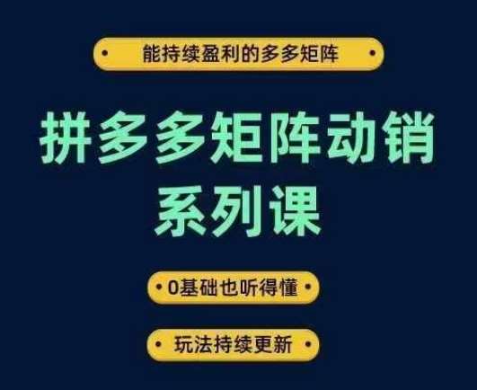 拼多多矩阵动销系列课，能持续盈利的多多矩阵，0基础也听得懂，玩法持续更新副业基地_极客搞钱_中创网_福缘网_冒泡网_资源整合平台副业基地