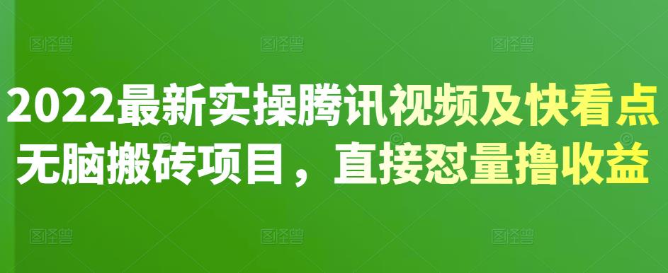 2022最新实操腾讯视频及快看点无脑搬砖项目，直接怼量撸收益副业基地_极客搞钱_中创网_福缘网_冒泡网_资源整合平台副业基地