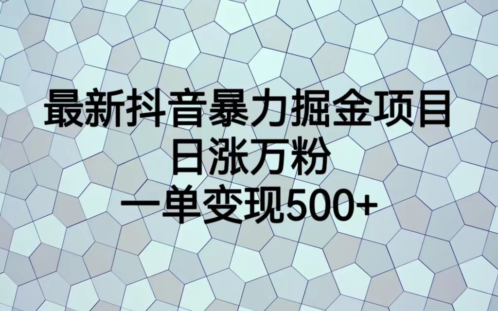 最新抖音暴力掘金项目，日涨万粉，一单变现500+副业基地_极客搞钱_中创网_福缘网_冒泡网_资源整合平台副业基地