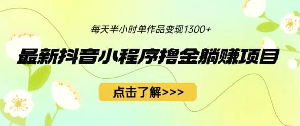 最新抖音小程序撸金躺赚项目，一部手机每天半小时，单个作品变现1300+【揭秘】副业基地_极客搞钱_中创网_福缘网_冒泡网_资源整合平台副业基地