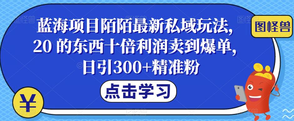蓝海项目陌陌最新私域玩法，20 的东西十倍利润卖到爆单，日引300+精准粉【揭秘】副业基地_极客搞钱_中创网_福缘网_冒泡网_资源整合平台副业基地