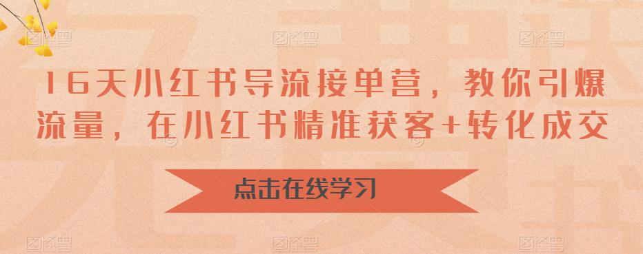 16天小红书导流接单营，教你引爆流量，在小红书精准获客+转化成交副业基地_极客搞钱_中创网_福缘网_冒泡网_资源整合平台副业基地