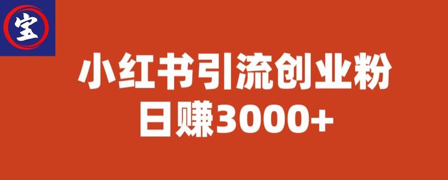宝哥小红书引流创业粉，日赚3000+【揭秘】副业基地_极客搞钱_中创网_福缘网_冒泡网_资源整合平台副业基地