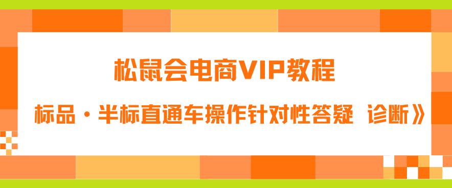 松鼠会电商VIP教程：松鼠《付费推广标品·半标直通车操作针对性答疑&诊断》副业基地_极客搞钱_中创网_福缘网_冒泡网_资源整合平台副业基地