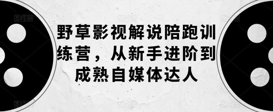 野草影视解说陪跑训练营，从新手进阶到成熟自媒体达人副业基地_极客搞钱_中创网_福缘网_冒泡网_资源整合平台副业基地