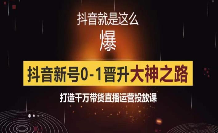 0粉自然流实战起号课，抖音新号0~1晋升大神之路，打造千万带货直播运营投放课副业基地_极客搞钱_中创网_福缘网_冒泡网_资源整合平台副业基地