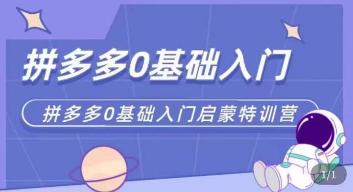 拼多多运营0-1实操特训营，拼多多0基础入门，从基础到进阶的可实操玩法副业基地_极客搞钱_中创网_福缘网_冒泡网_资源整合平台副业基地