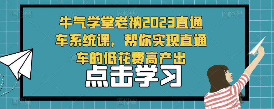 牛气学堂老衲2023直通车系统课，帮你实现直通车的低花费高产出副业基地_极客搞钱_中创网_福缘网_冒泡网_资源整合平台副业基地