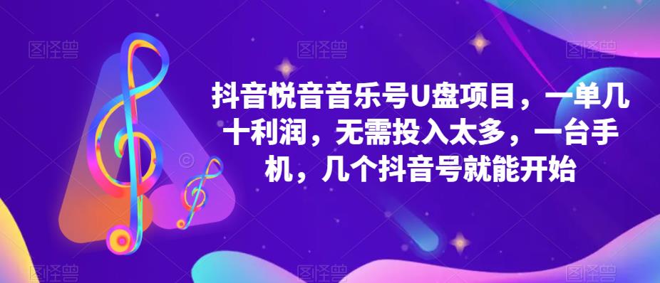 抖音音乐号U盘项目，一单几十利润，无需投入太多，一台手机，几个抖音号就能开始副业基地_极客搞钱_中创网_福缘网_冒泡网_资源整合平台副业基地
