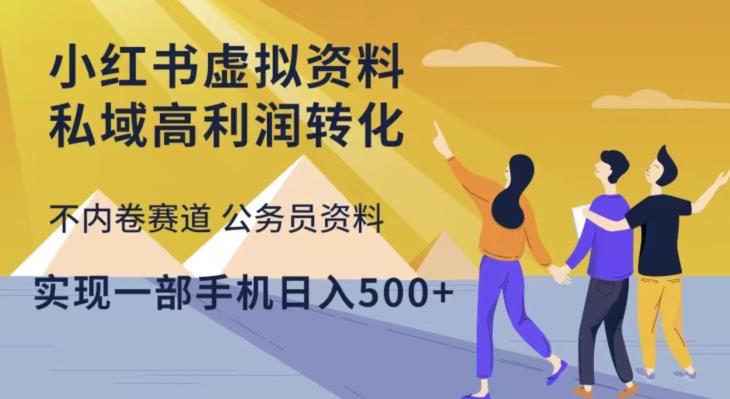 小红书虚拟资料私域高利润转化，不内卷赛道公务员资料，实现一部手机日入500+副业基地_极客搞钱_中创网_福缘网_冒泡网_资源整合平台副业基地