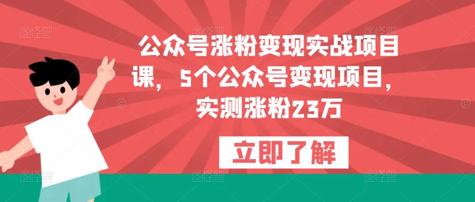 公众号涨粉变现实战项目课，5个公众号变现项目，实测涨粉23万副业基地_极客搞钱_中创网_福缘网_冒泡网_资源整合平台副业基地