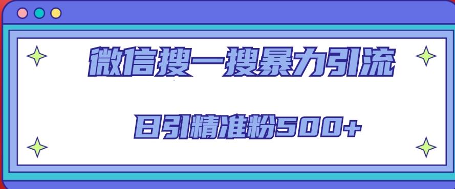 微信搜一搜引流全系列课程，日引精准粉500+（8节课）副业基地_极客搞钱_中创网_福缘网_冒泡网_资源整合平台副业基地