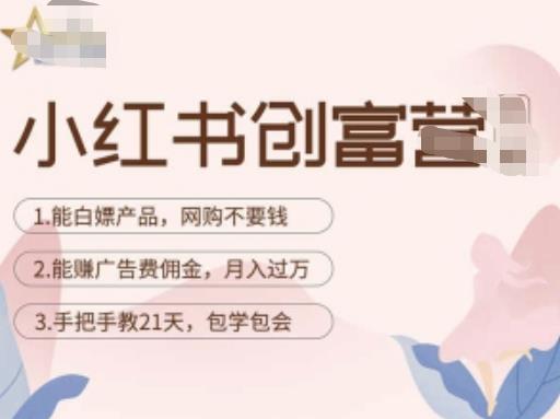 小红书创富营-教小红书带货，陪跑21天，教你赚广告费佣金，月入过万副业基地_极客搞钱_中创网_福缘网_冒泡网_资源整合平台副业基地