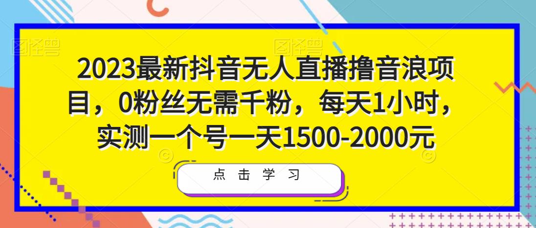 2023最新抖音无人直播撸音浪项目，0粉丝无需千粉，每天1小时，实测一个号一天1500-2000元副业基地_极客搞钱_中创网_福缘网_冒泡网_资源整合平台副业基地