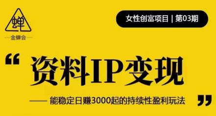 资料IP变现，能稳定日赚3000起的持续性盈利玩法副业基地_极客搞钱_中创网_福缘网_冒泡网_资源整合平台副业基地
