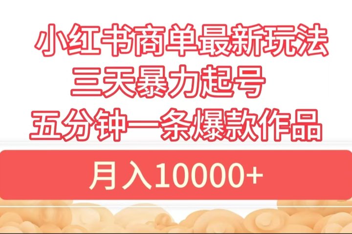 小红书商单最新玩法 3天暴力起号 5分钟一条爆款作品 月入10000+副业基地_极客搞钱_中创网_福缘网_冒泡网_资源整合平台副业基地
