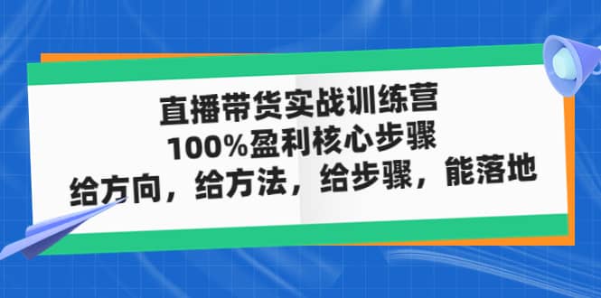 直播带货实战训练营：100%盈利核心步骤，给方向，给方法，给步骤，能落地副业基地_极客搞钱_中创网_福缘网_冒泡网_资源整合平台副业基地