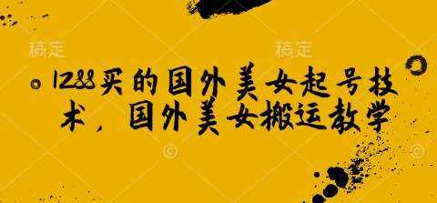 1288买的国外美女起号技术，国外美女搬运教学副业基地_极客搞钱_中创网_福缘网_冒泡网_资源整合平台副业基地