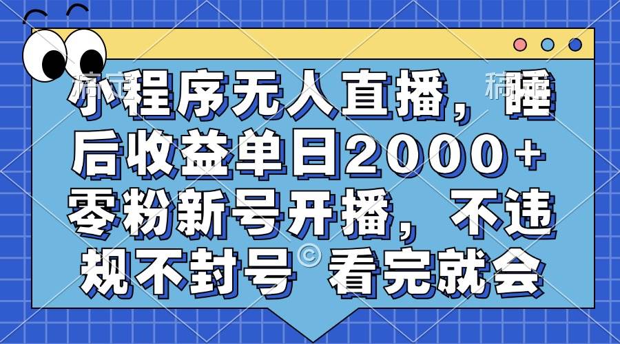 （13251期）小程序无人直播，睡后收益单日2000+ 零粉新号开播，不违规不封号 看完就会副业基地_极客搞钱_中创网_福缘网_冒泡网_资源整合平台副业基地