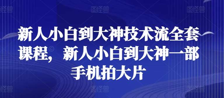 新人小白到大神技术流全套课程，新人小白到大神一部手机拍大片副业基地_极客搞钱_中创网_福缘网_冒泡网_资源整合平台副业基地