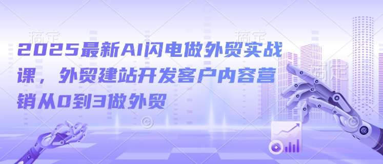 2025最新AI闪电做外贸实战课，外贸建站开发客户内容营销从0到3做外贸副业基地_极客搞钱_中创网_福缘网_冒泡网_资源整合平台副业基地