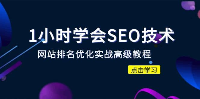 1小时学会SEO技术 网站排名优化实战高级教程-秒杀市面95%收费几千的SEO教程副业基地_极客搞钱_中创网_福缘网_冒泡网_资源整合平台副业基地