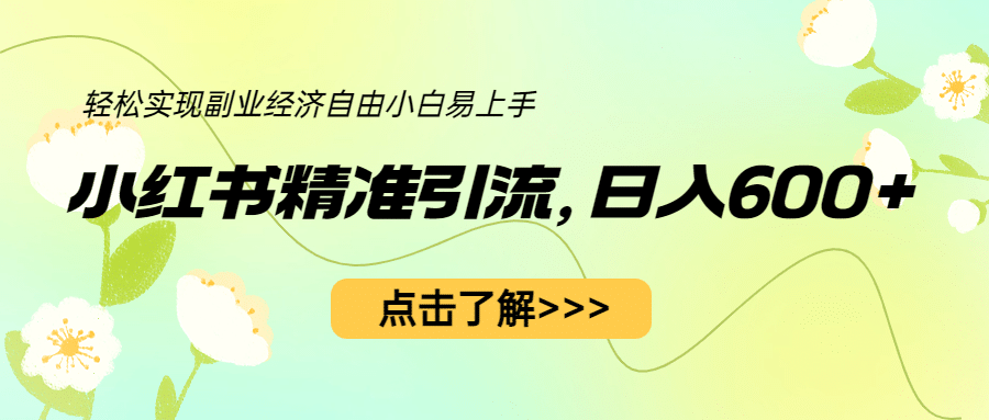 小红书精准引流，小白日入600+，轻松实现副业经济自由（教程+1153G资源）副业基地_极客搞钱_中创网_福缘网_冒泡网_资源整合平台副业基地