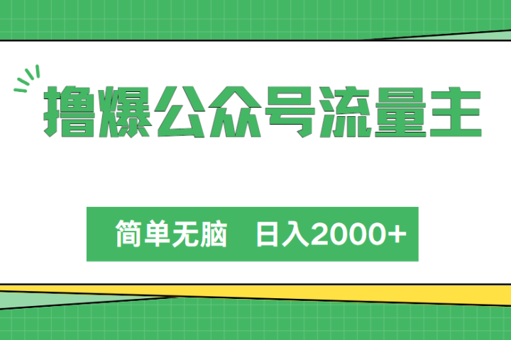 撸爆公众号流量主，简单无脑，单日变现2000+副业基地_极客搞钱_中创网_福缘网_冒泡网_资源整合平台副业基地