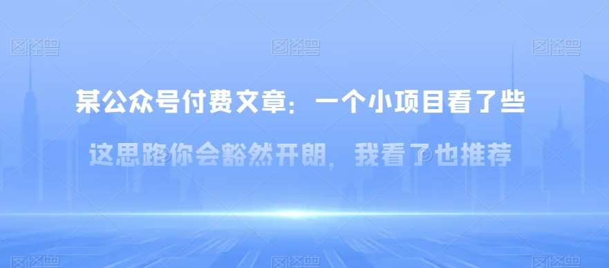 某公众号付费文章：一‮小个‬项目看了‮些这‬思‮你路‬会‮然豁‬开朗，我‮了看‬也推荐副业基地_极客搞钱_中创网_福缘网_冒泡网_资源整合平台副业基地