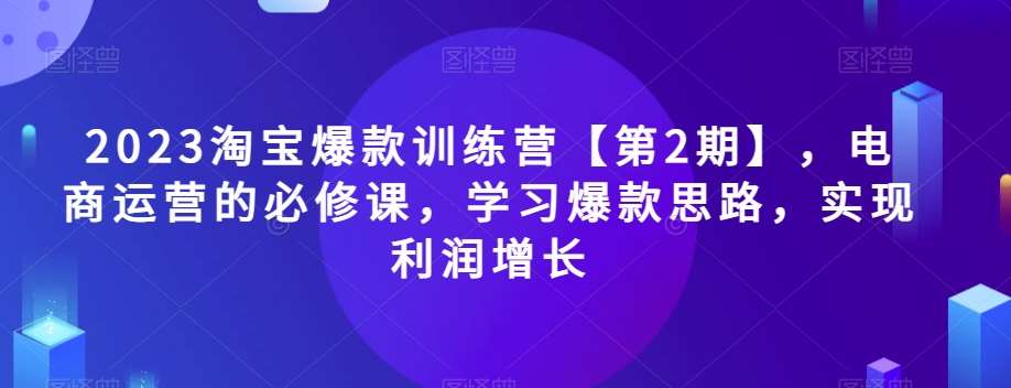 2023淘宝爆款训练营【第2期】，电商运营的必修课，学习爆款思路，实现利润增长副业基地_极客搞钱_中创网_福缘网_冒泡网_资源整合平台副业基地