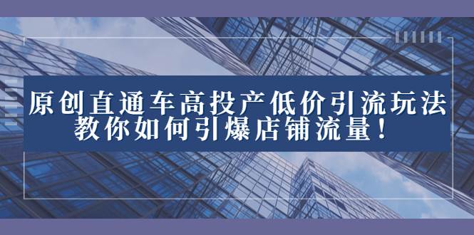 （8197期）2023直通车高投产低价引流玩法，教你如何引爆店铺流量！副业基地_极客搞钱_中创网_福缘网_冒泡网_资源整合平台副业基地