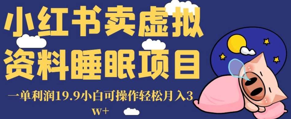 小红书卖虚拟资料睡眠项目，一单利润19.9小白可操作轻松月入3w+【揭秘】副业基地_极客搞钱_中创网_福缘网_冒泡网_资源整合平台副业基地