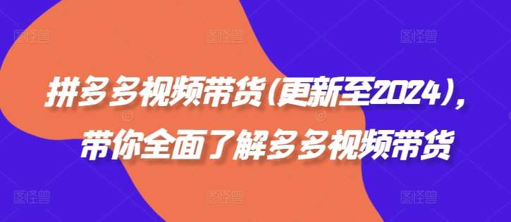 拼多多视频带货(更新至2024)，带你全面了解多多视频带货副业基地_极客搞钱_中创网_福缘网_冒泡网_资源整合平台副业基地