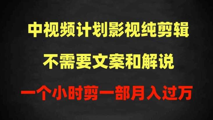 中视频计划影视纯剪辑，不需要文案和解说，一个小时剪一部，100%过原创月入过万【揭秘】副业基地_极客搞钱_中创网_福缘网_冒泡网_资源整合平台副业基地