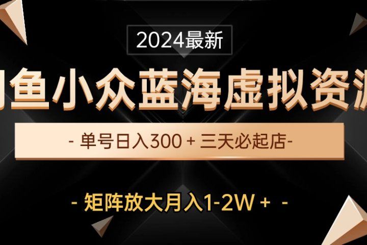 最新闲鱼小众蓝海虚拟资源，单号日入300＋，三天必起店，矩阵放大月入1-2W副业基地_极客搞钱_中创网_福缘网_冒泡网_资源整合平台副业基地